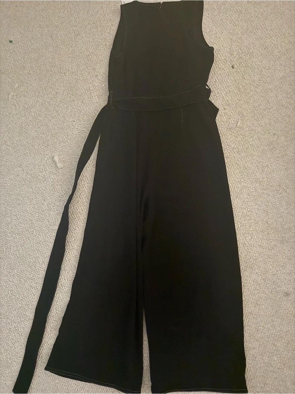 Black Wide-Leg Jumpsuit with Contrast Seams